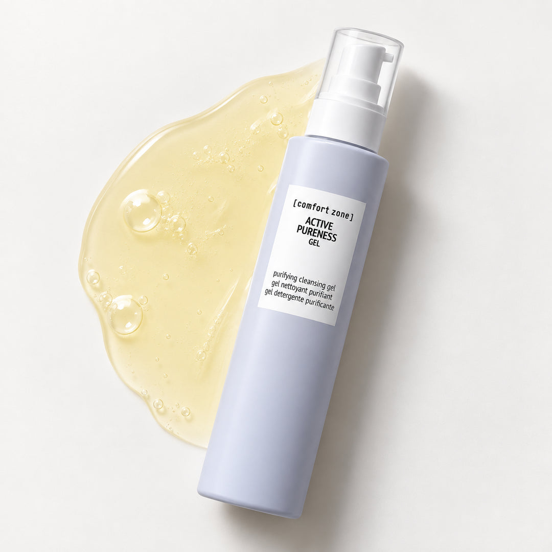 Comfort Zone Active Pureness Gel 200 ml – vue en diagonale avec texture de gel